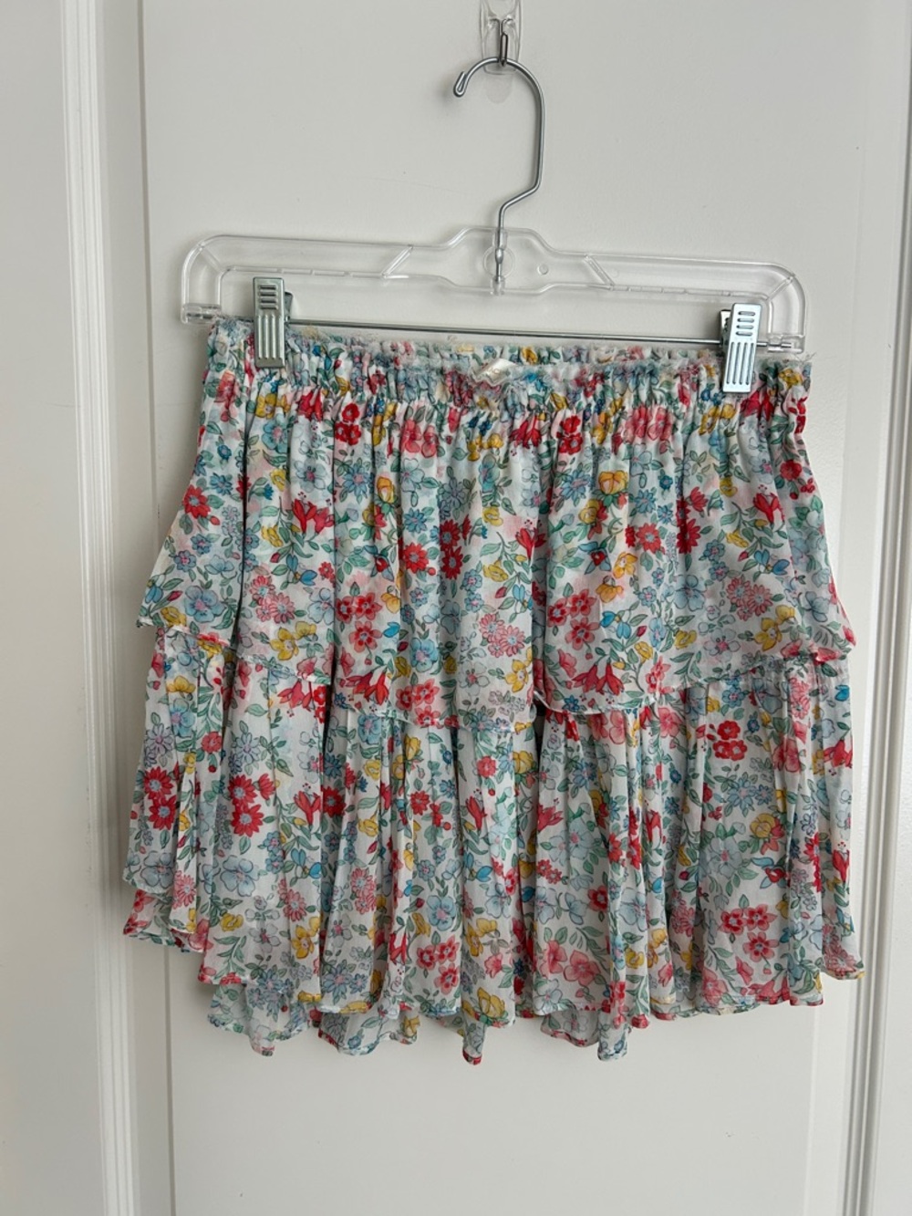 LoveShackFancy Floral Tiered Mini Skirt small